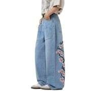 Men’s Y2K Hip Hop Embroidered Baggy Wide Leg Jeans