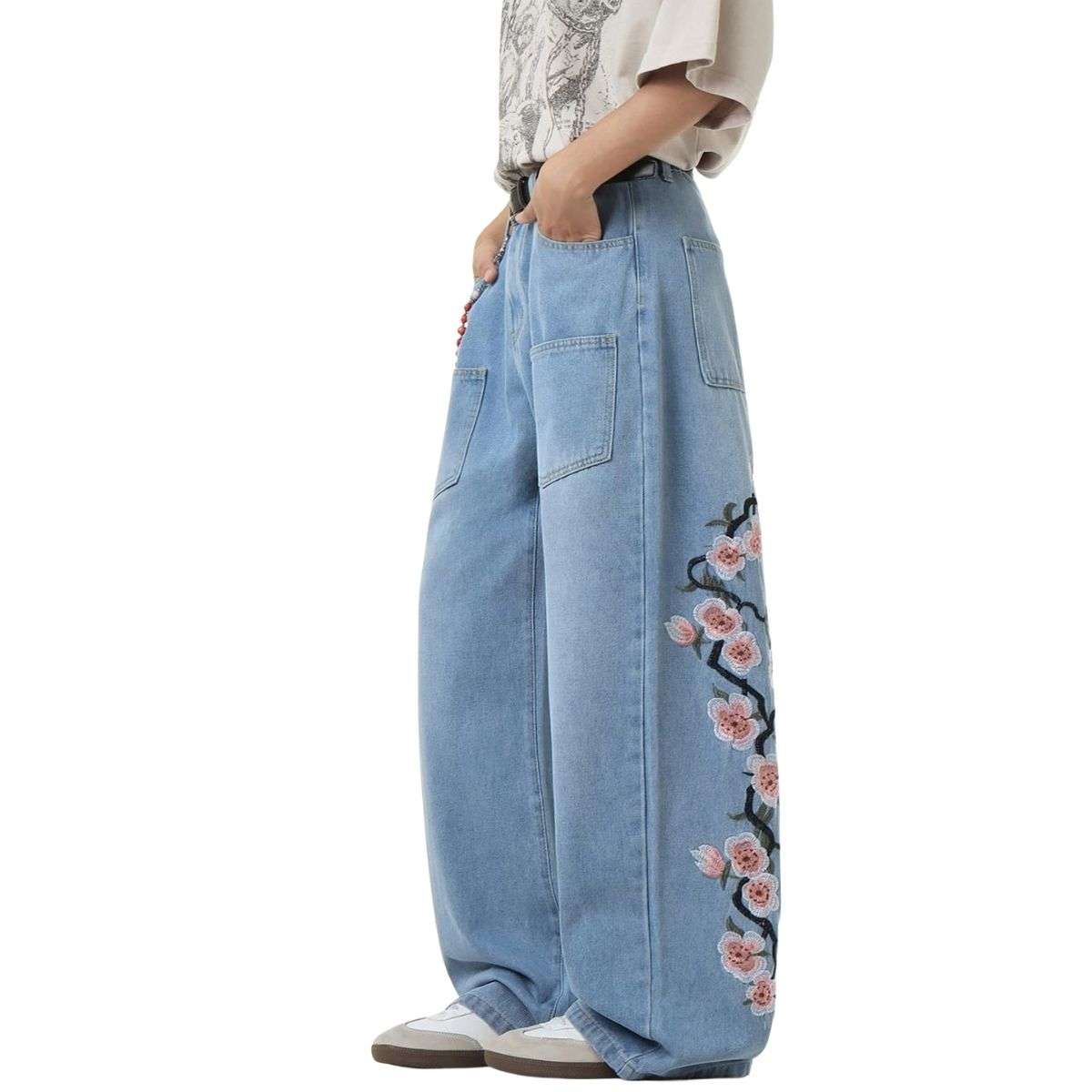 Men’s Y2K Hip Hop Embroidered Baggy Wide Leg Jeans