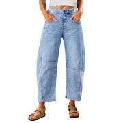 Women’s High-Waisted Distressed Barrel Leg Jeans