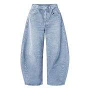 Women’s Y2K Elastic Waist Boyfriend Barrel Leg Jeans