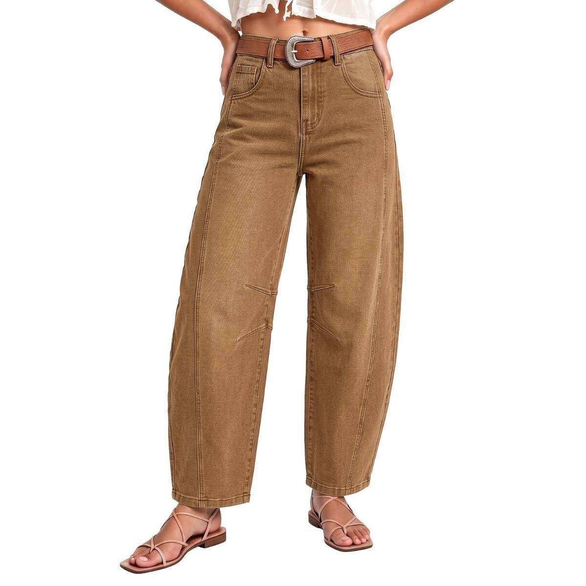 High Waisted Barrel Leg Jeans