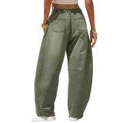 Women’s Y2K Elastic Waist Boyfriend Barrel Leg Jeans