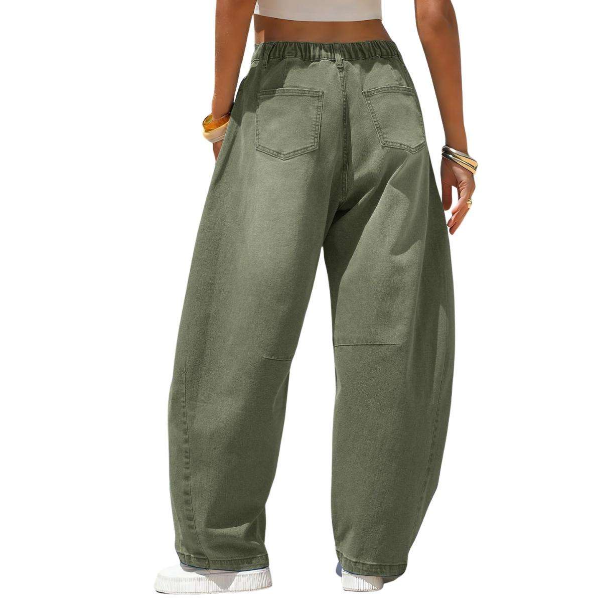 Women’s Y2K Elastic Waist Boyfriend Barrel Leg Jeans