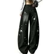 Women’s Y2K Star Print Low-Rise Barrel Jeans