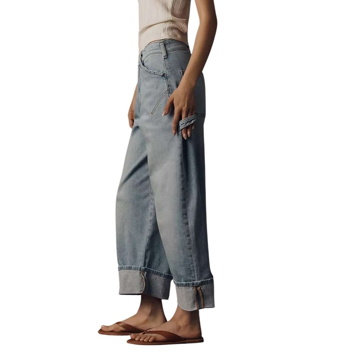 Women’s Barrel Wide Leg Cuffed Jeans