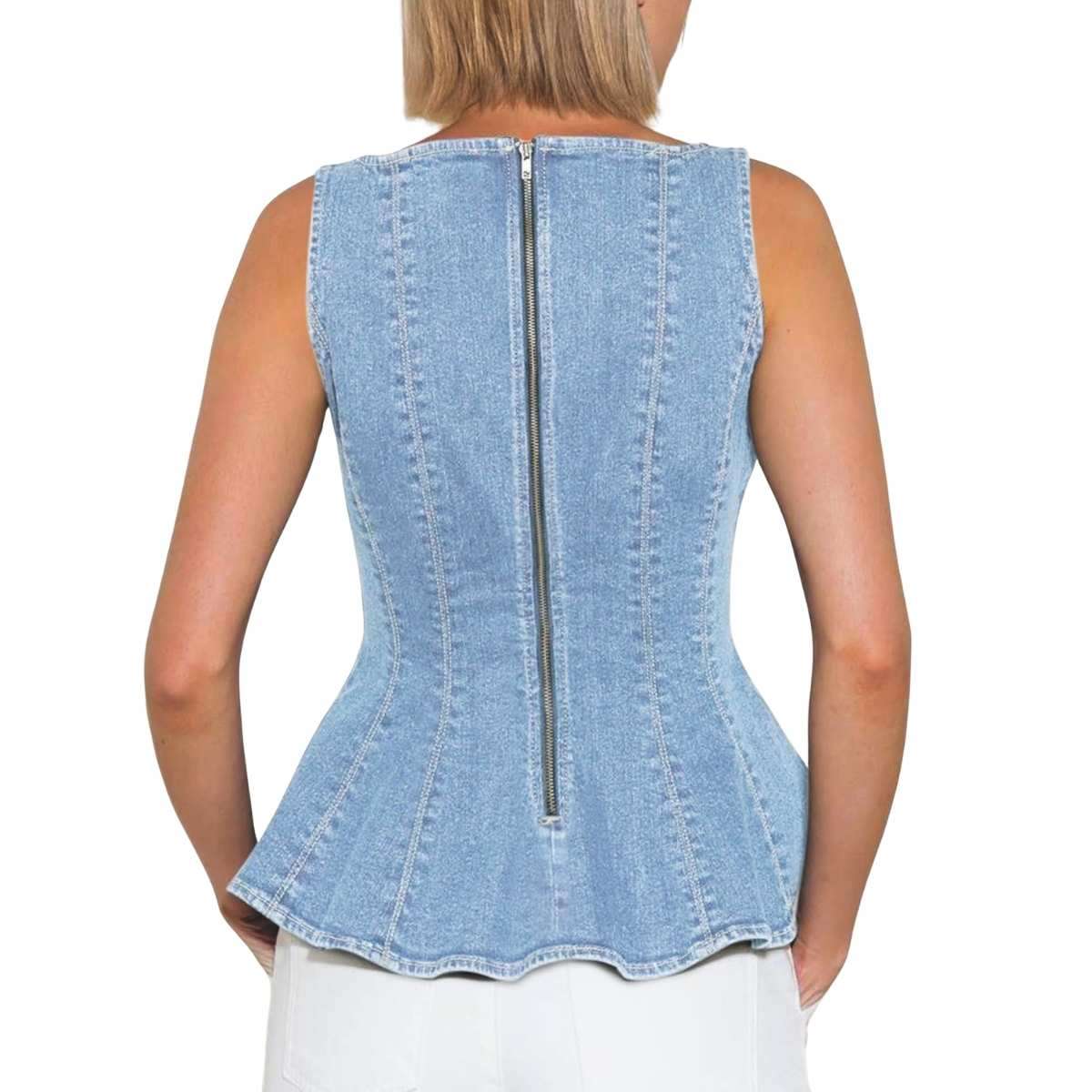Women’s Denim Peplum Tank Top