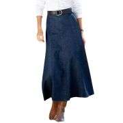 High-Waisted Flowy A-Line Long Denim Maxi Skirt