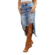 Vintage Flowy A-Line Long Jean Skirt