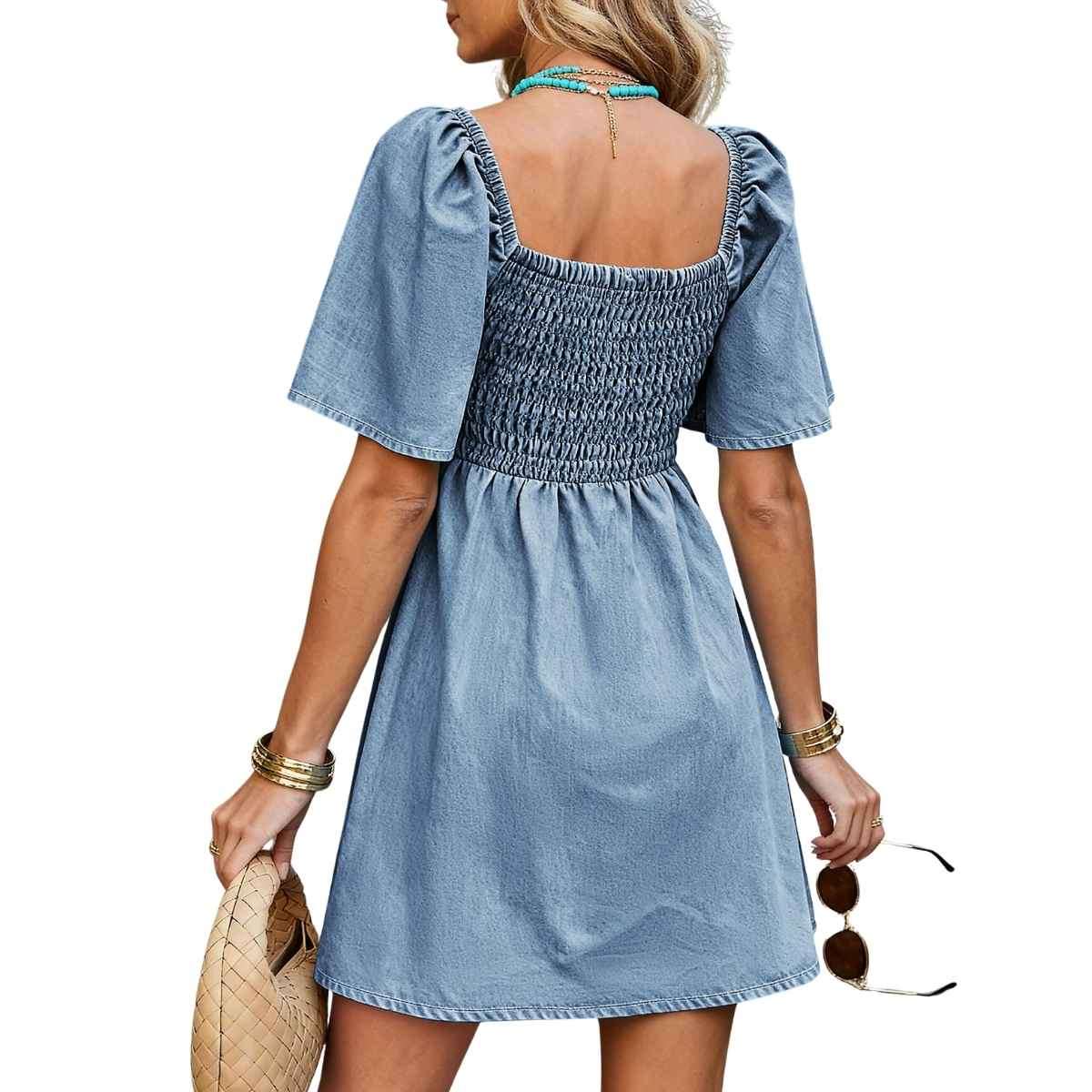 Women’s Denim Tie Front Mini Dress