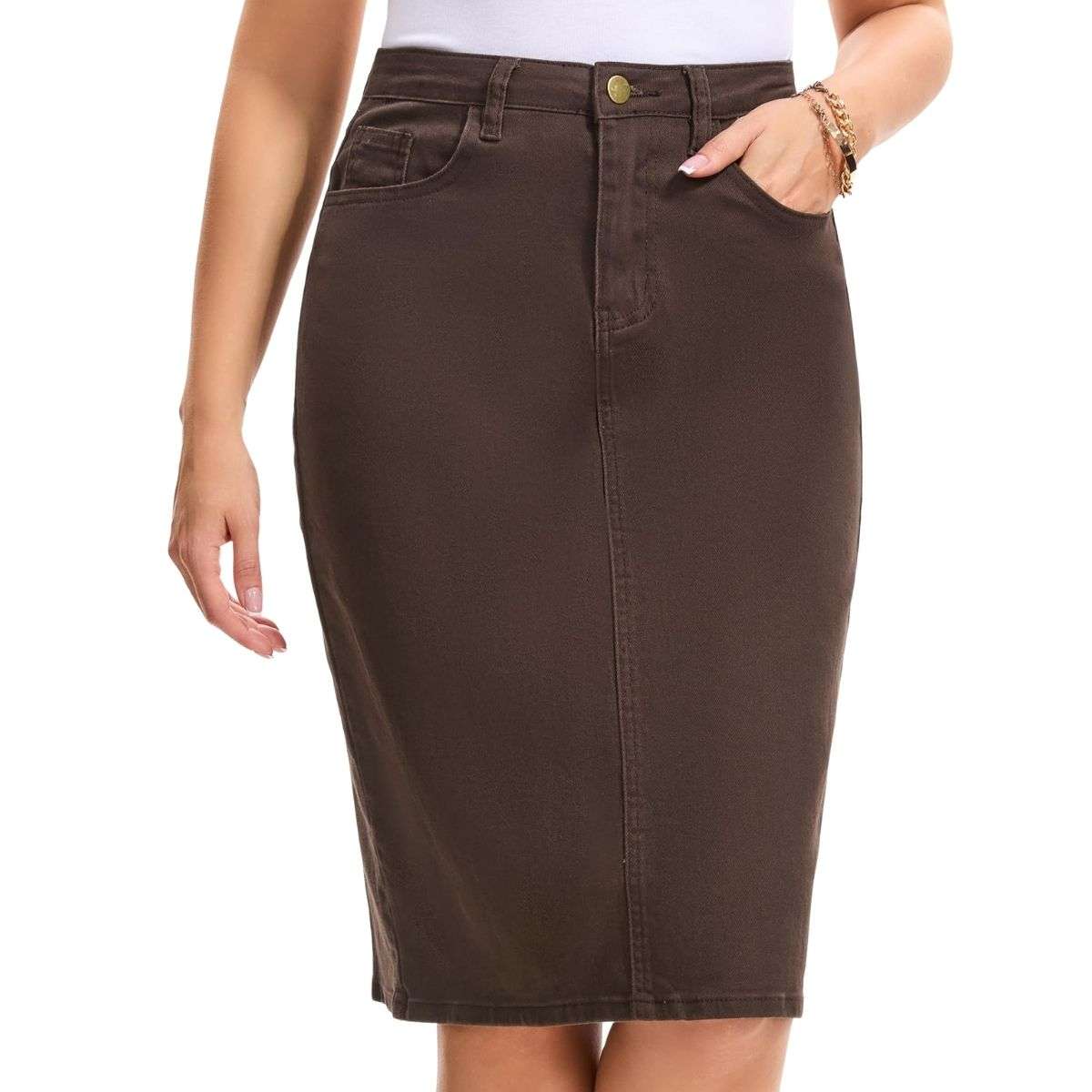 Women’s High Waisted Denim Midi Skirt