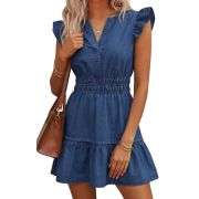 Women’s Ruffle Sleeve Denim Mini Dress