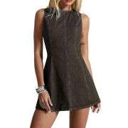 Y2K Bow Tie Open Back Denim Mini Dress