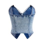 Women’s Y2K Button Down Corset Backless Sweetheart Neck Denim Tube Top