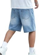 Mid Waist Slant Pockets Baggy Denim Jean Shorts
