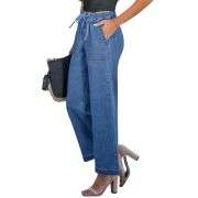 Women’s High-Waisted Wide-Leg Drawstring Jeans