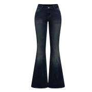 Women’s Embroidered Y2K High Waist Stretchy Flared Jeans