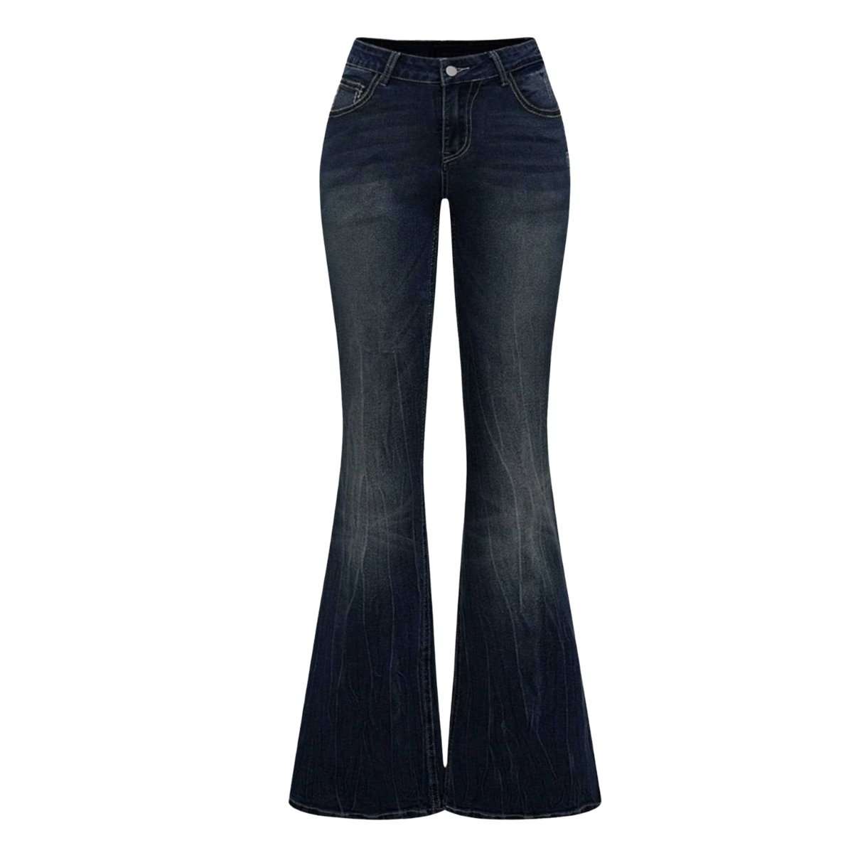 Women’s Embroidered Y2K High Waist Stretchy Flared Jeans