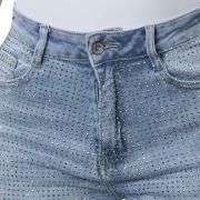 Y2K High Waisted  Stretch Rhinestone Wide Leg Jeans