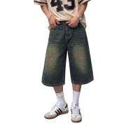Men’s Vintage Y2K Elastic Back Waistband Baggy Denim Shorts