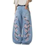 Men’s Y2K Hip Hop Embroidered Baggy Wide Leg Jeans
