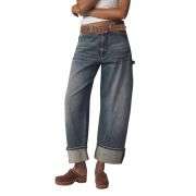 Women’s Barrel Wide Leg Cuffed Jeans