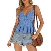 Women’s Retro Denim Peplum Top