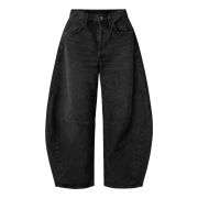 Women’s Y2K Elastic Waist Boyfriend Barrel Leg Jeans