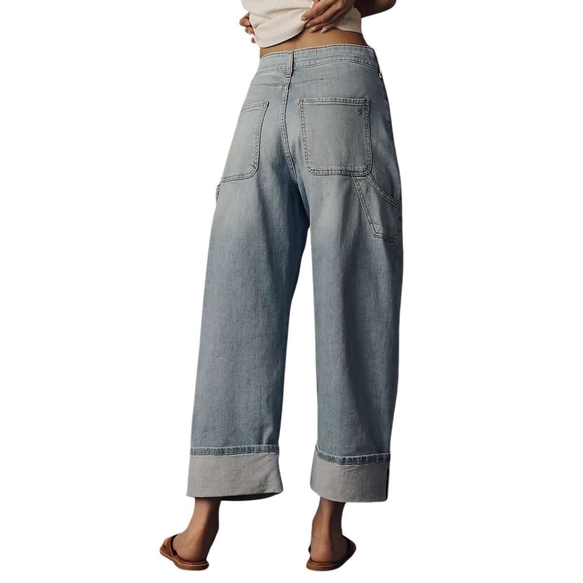 Women’s Barrel Wide Leg Cuffed Jeans