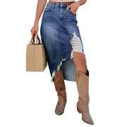Vintage Flowy A-Line Long Jean Skirt