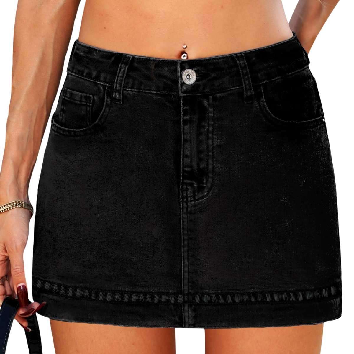Women’s Denim Mini Skirt with Built-In Shorts