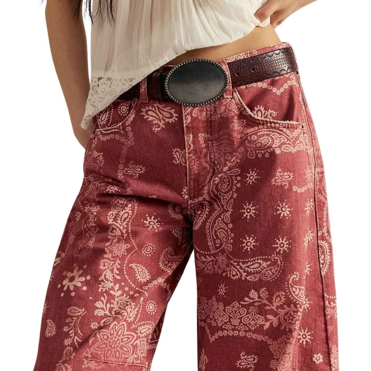Women’s Floral Print Baggy Barrel Jeans