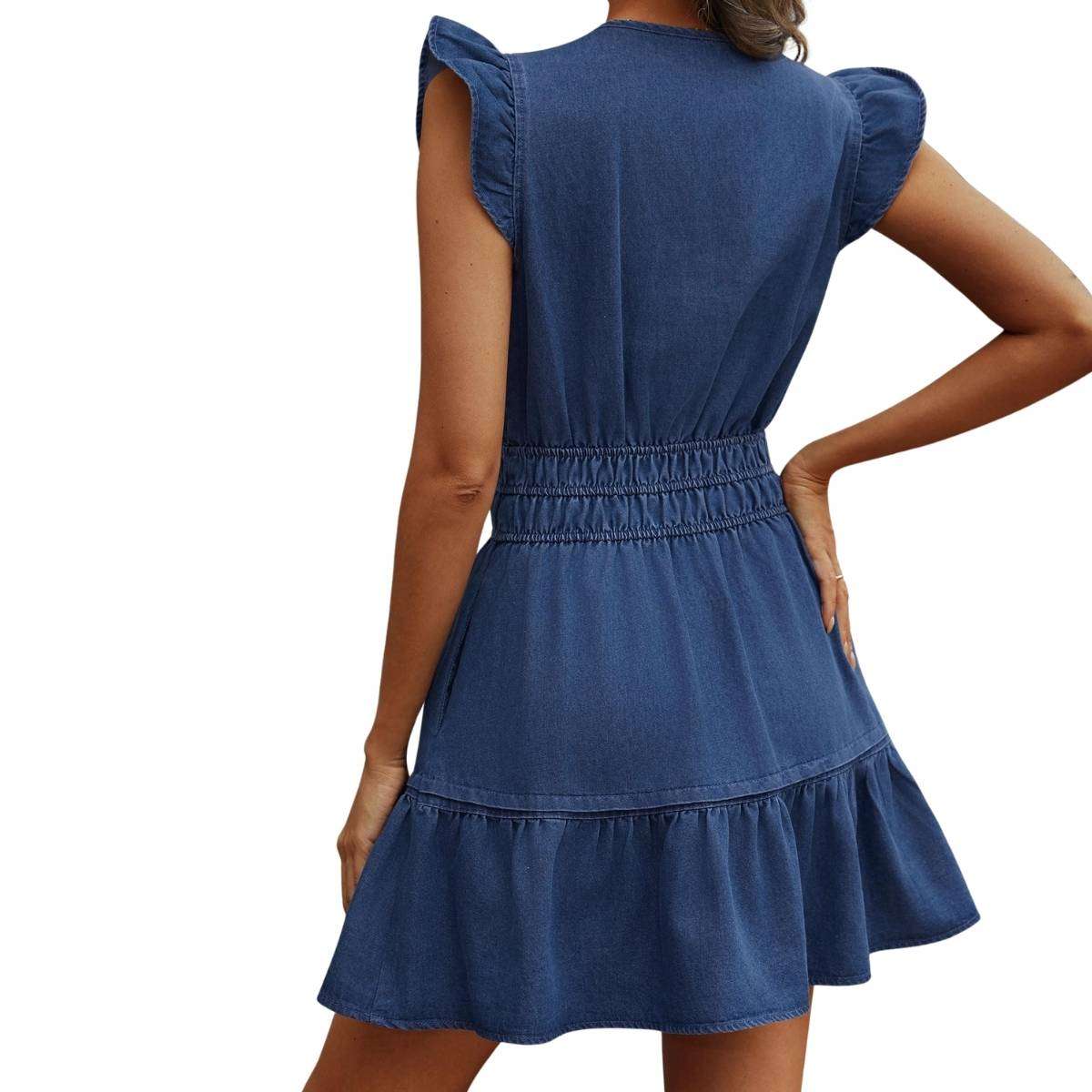 Women’s Ruffle Sleeve Denim Mini Dress