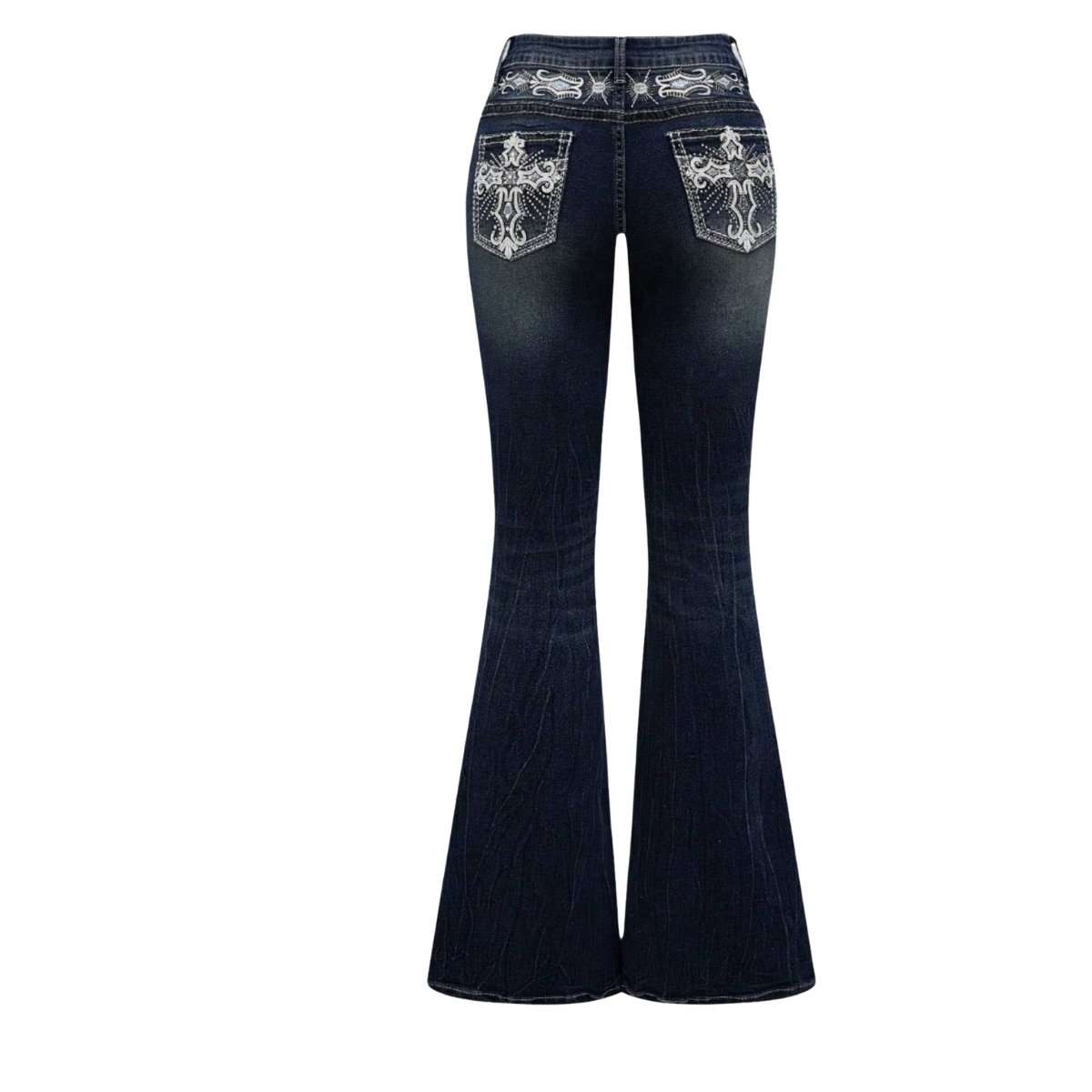 Women’s Embroidered Y2K High Waist Stretchy Flared Jeans