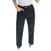 Y2K High Waisted  Stretch Rhinestone Wide Leg Jeans