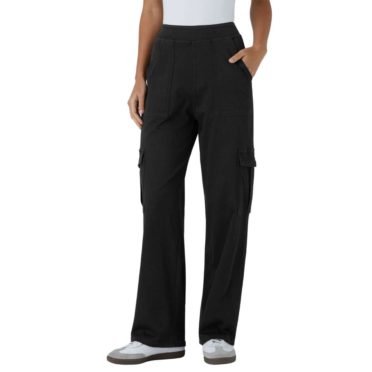 Mid Rise Pockets Straight Leg Casual Cargo Jeans