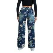 Rhinestone Blossom Print Denim Jeans