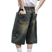 Men’s Vintage Y2K Elastic Back Waistband Baggy Denim Shorts