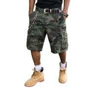 Men’s Flap Pockets Camo Cargo Denim Shorts