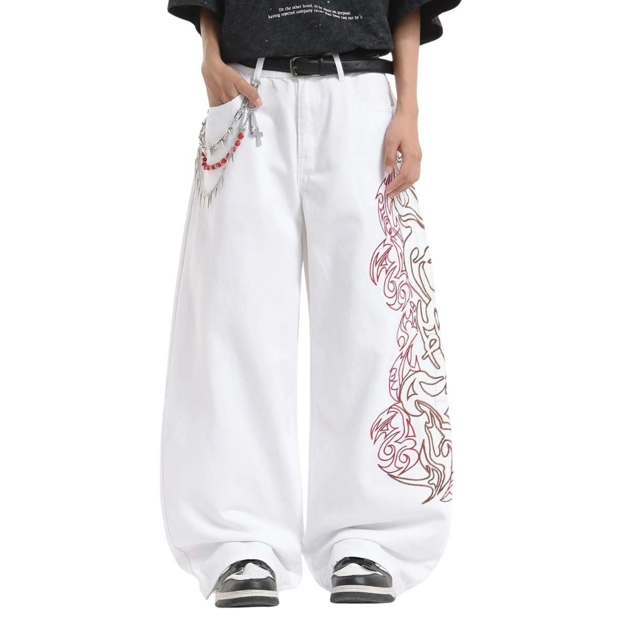 Men’s Y2K Hip Hop Embroidered Baggy Wide Leg Jeans
