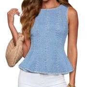 Women’s Denim Peplum Tank Top