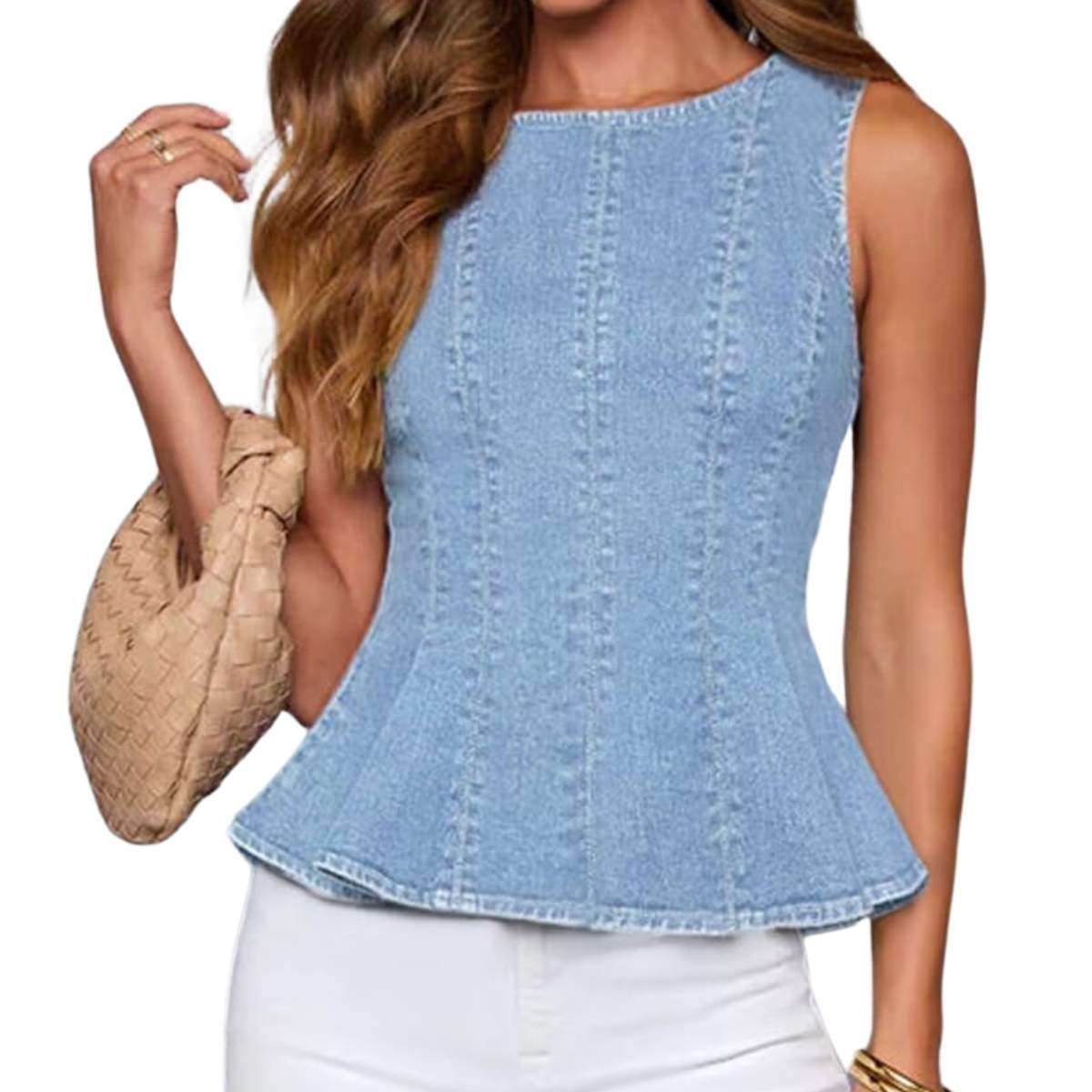 Women’s Denim Peplum Tank Top