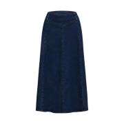 High-Waisted Flowy A-Line Long Denim Maxi Skirt