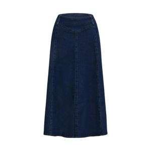 High-Waisted Flowy A-Line Long Denim Maxi Skirt