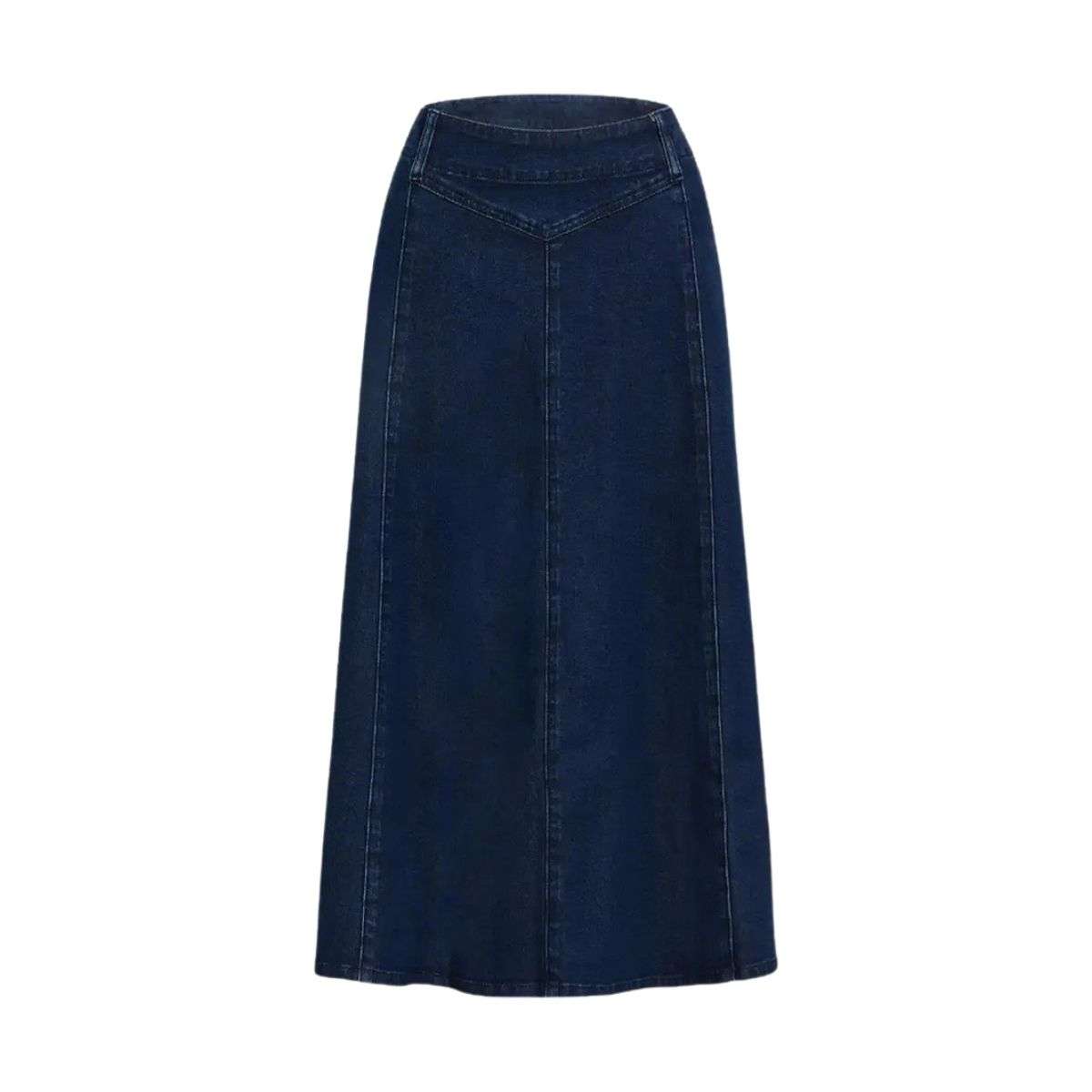 High-Waisted Flowy A-Line Long Denim Maxi Skirt
