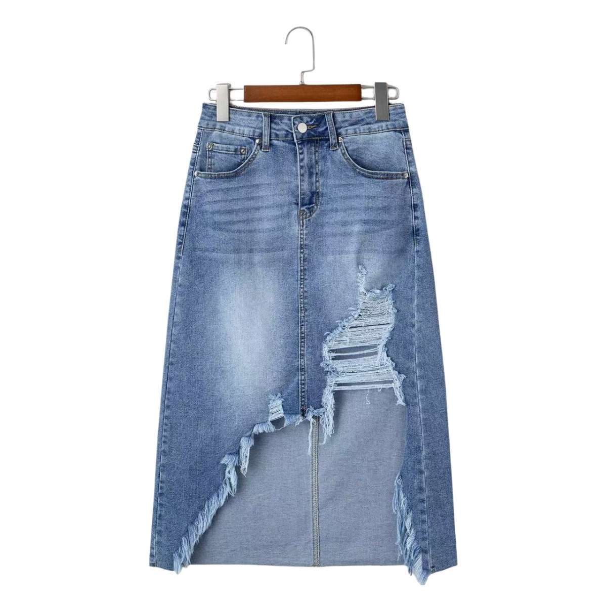 Vintage Flowy A-Line Long Jean Skirt