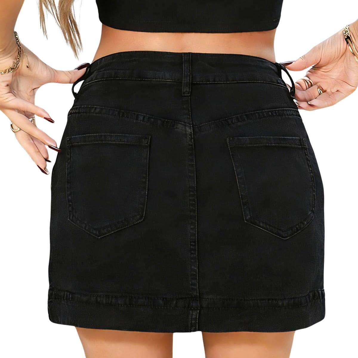 Women’s Denim Mini Skirt with Built-In Shorts