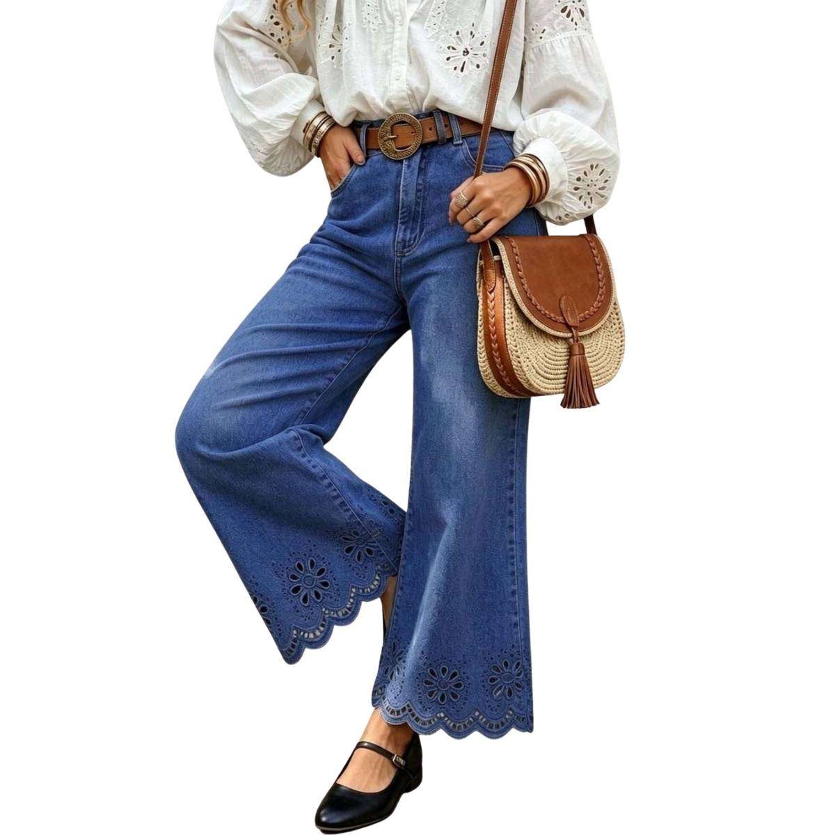 Women’s Embroidered Wide Leg Jeans