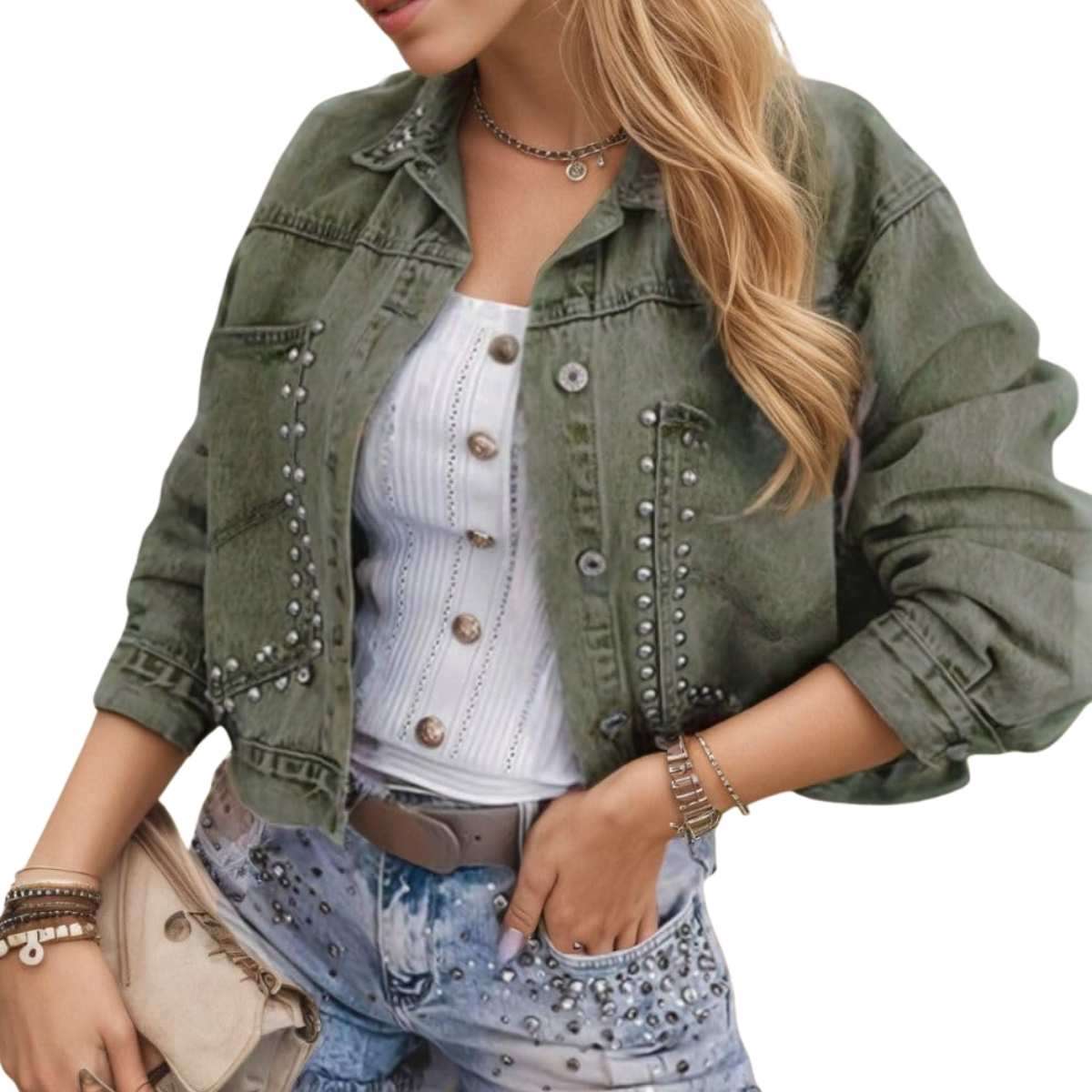 Women’s Rhinestone Studded Denim Jacket