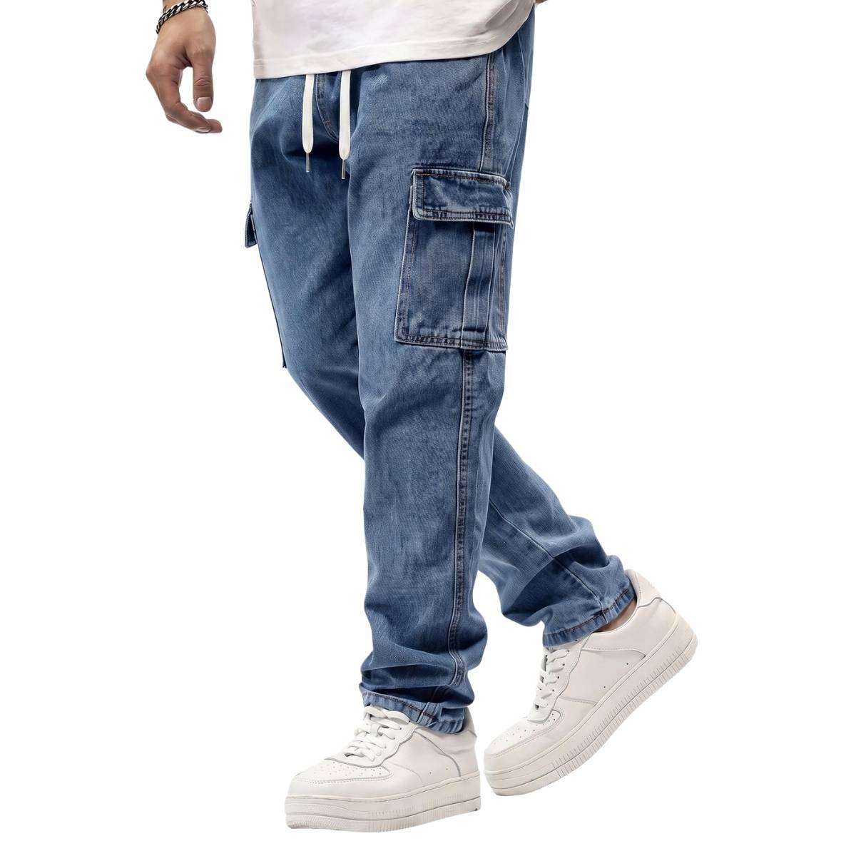 Men’s Elastic Waist Cargo Jeans