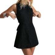 Y2K Bow Tie Open Back Denim Mini Dress